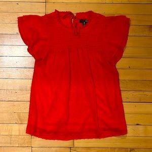 Orangey Red Swiss dot Blouse